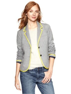 NEW GAP The Academy Blazer Grey Yellow Trim Preppy Academia Collegiate Size 6